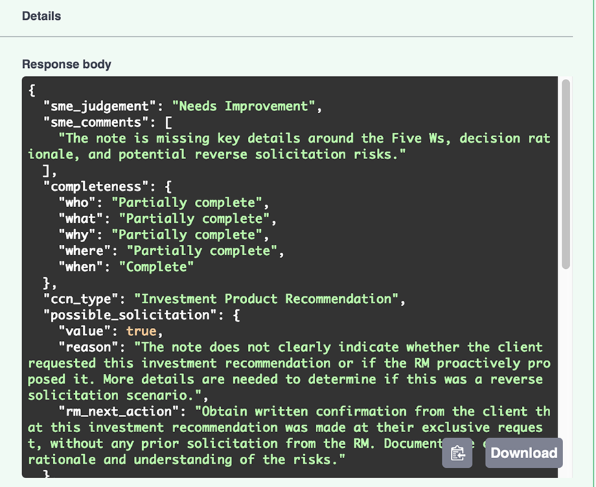 Julius Baer CCN Guardian — AI evaluation response